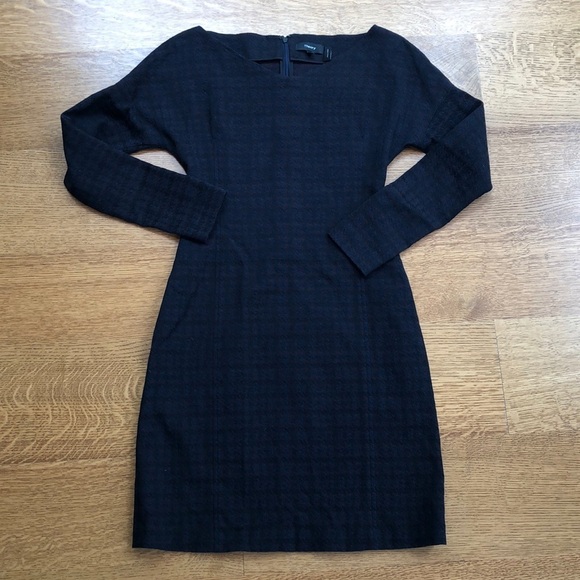 Theory Houndstooth Jacquard Plaid Sheath Dress XS